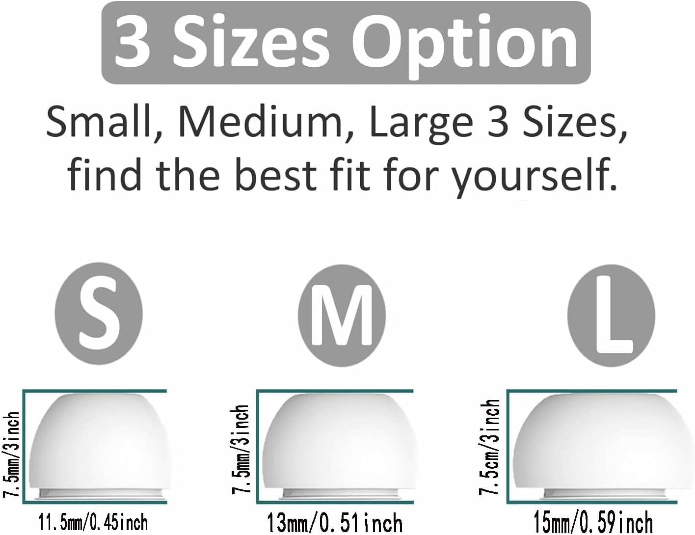 THJOPOKEEL 12 Pieces Replacement Ear Tips for Airpods Pro/Airpods Pro 2, 3 Size Replacement Silicone Rubber Eartips Earbuds Buds Tips (S/M/L) (6 Pairs) image number 4