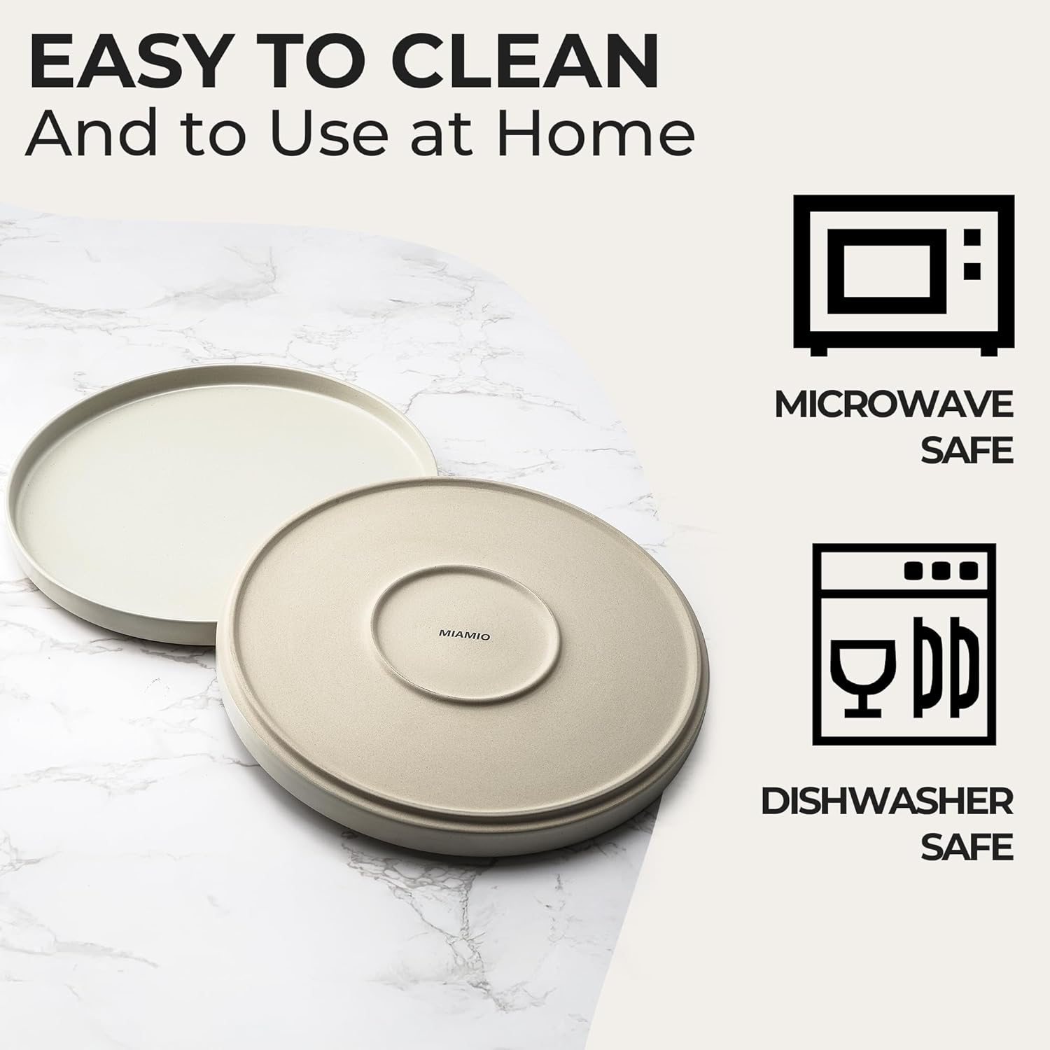 MIAMIO &ndash; Plates Set for 4 / Dinnerware Sets for 4 People, Beige Matte Stoneware, Dishwasher, and Microwave Safe &ndash; Sierra Collection (Light, Small Plates (4X)) image number 4