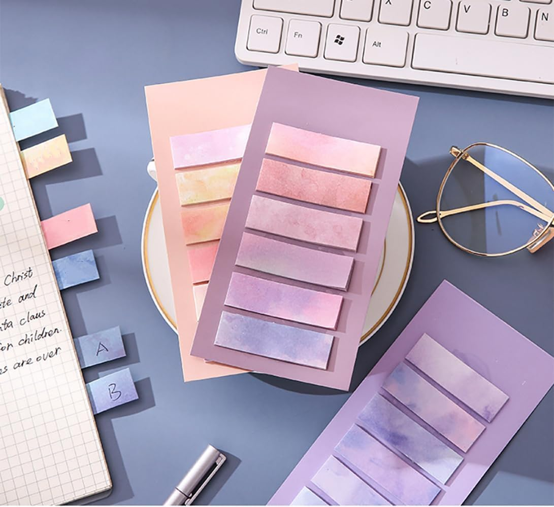 YJSPARKK Sticky Index Tabs Page Markers,8 Pack Gradient Writable and Repositionable Book Flags Markers Label Stickers Index Tabs Notes for Page Marking Classify File（Random） image number 1