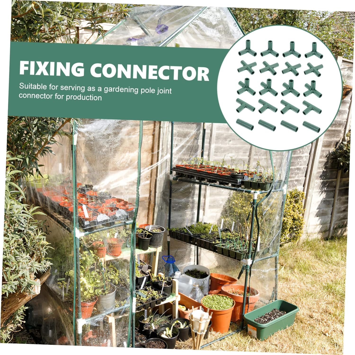 FONDOTIN 20Pcs Garden Pillar Connectors Tube Joints Kit 16Mm Plant Trellis Plastic Connectors Straight Tee Cross Fittings for Greenhouse Frame Support Gardening Supplies image number 1