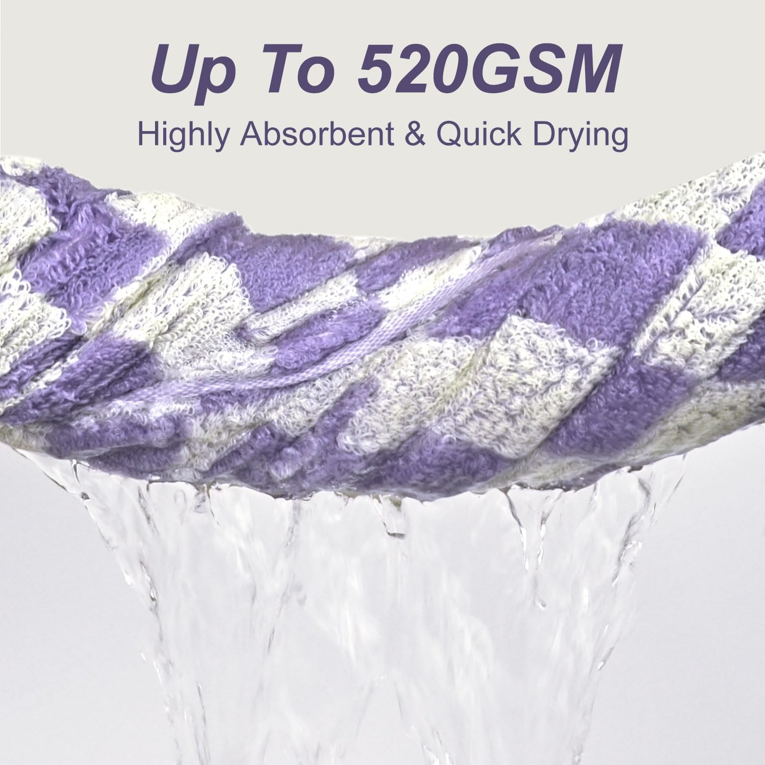 Jacquotha Shower Towels for Bathroom 27.5X55 Inches - Quick Dry Bath Towels Extra Large (2Pack), Cute Towels Checkered Bathroom Towels Set Lilac, 520GSM Absorbent Cotton Towels image number 5