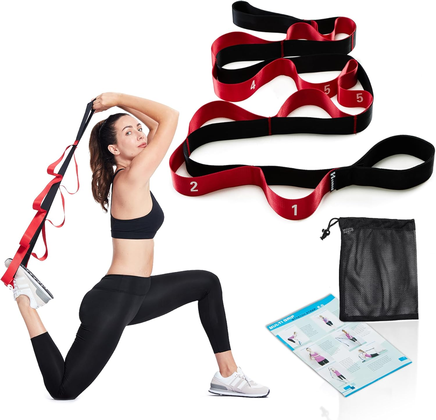 Stretching Strap with Loops, Leg Stretch Bands for Exercise, Yoga Strap for Physical Therapy, Fascia Stretcher Belt