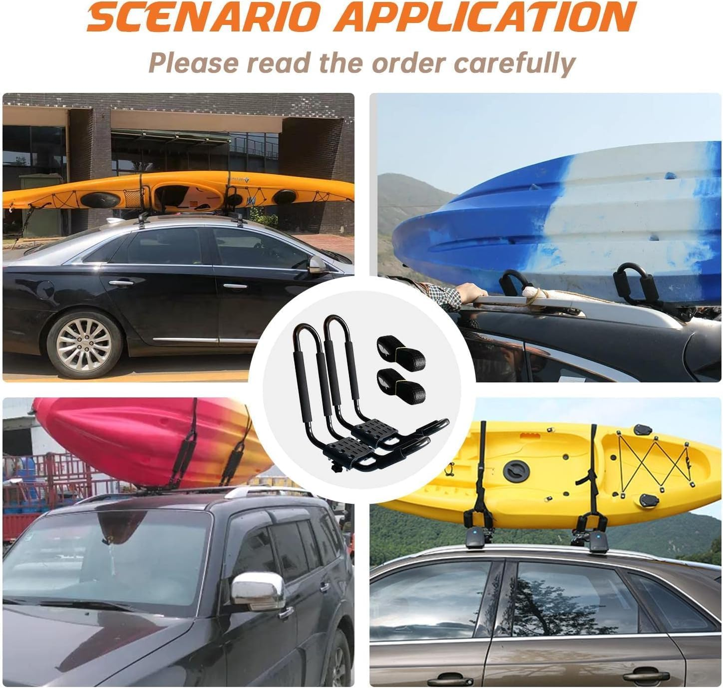 Kayak Roof Rack &ndash; Heavy Duty Canoe Carrier for Suv/Trucks | 75Lb Capacity | Anti-Rust Alloy Steel | Includes 2 Tie-Down Ropes | Fits Most Crossbars (Excludes Some Models)