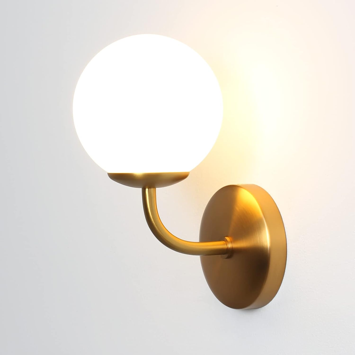 DAWALIGHT Globe Wall Light Bathroom Vanity Lights Mains Powered G9 5W 3000K Warm White LED Bathroom Wall Lamp Waterproof Wall Lighting Fixture for Living Room Bedroom Dining Room,Brass