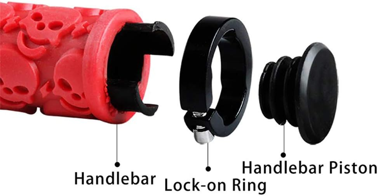 2 Pcs Bike Handlebar Grips Skull Style Bicycle Grips Soft Rubber Lock-On Handle Grips for Bicycle Mountain BMX image number 6