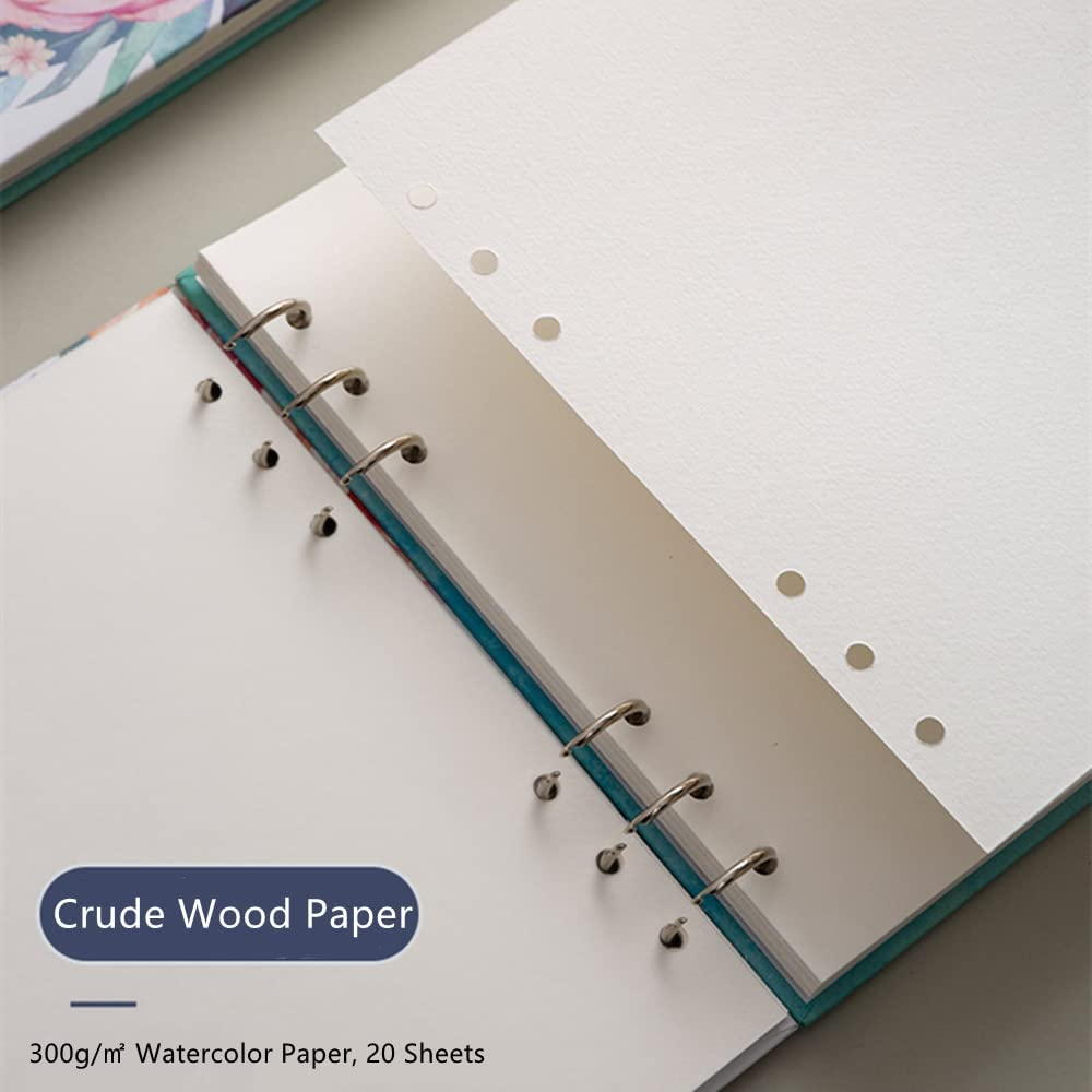 Watercolour Paper Art Sketch Pad, Mixed Media Sketchbook for Wet or Dry Media, 140 LB/300 GSM Heavyweight Papers 20 Sheets/40 Pages, Spiral Bound Mix Media Pad for Acrylic, Watercolor, Pen and Pencil Painting (S, Green) image number 5