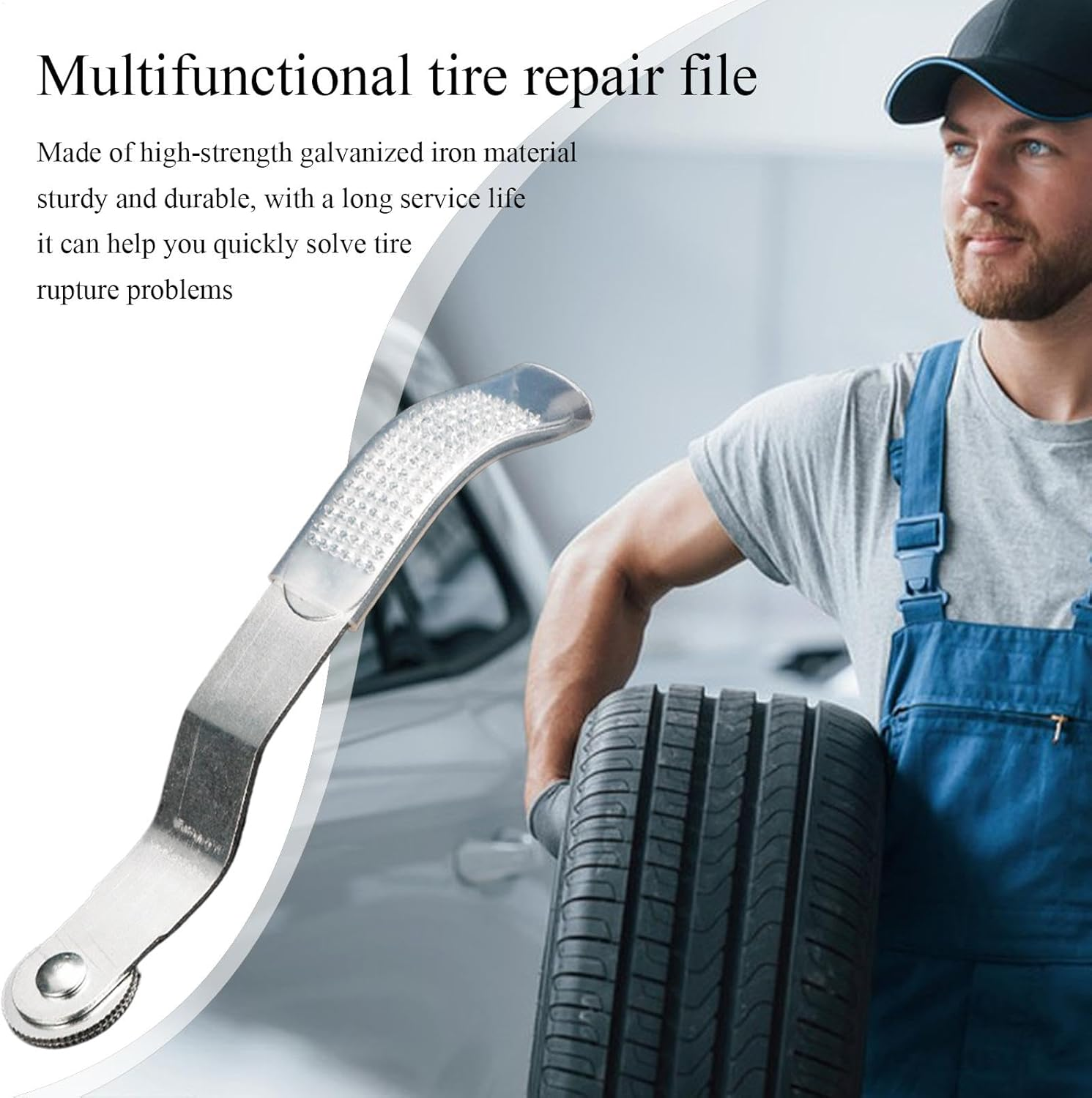 Car Tyre Repair, Tyre Patch Tools - Iron Tyre Scraper for Patch Kit, Tyre Repair Patch Tools, Tyre Inner Lining Scraper, Sanding and Polishing Accessories for Cars, Trucks, SUV image number 3