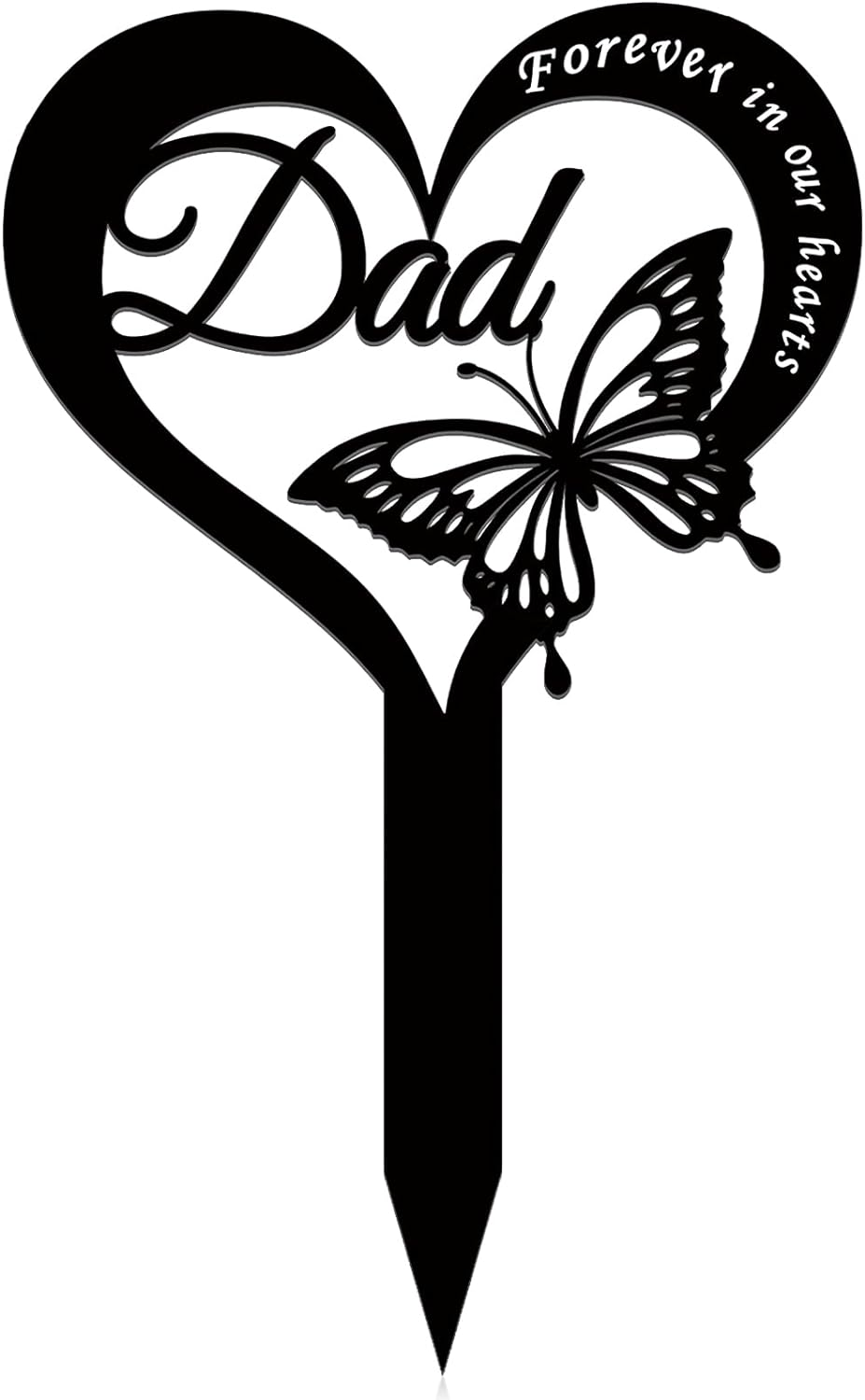 Wesiti Metal Grave Marker Dad Memorial Garden Stake Butterfly Remembrance Plaque Waterproof Sympathy Grave Stake for Loss of Father Outdoors Cemetery image number 1
