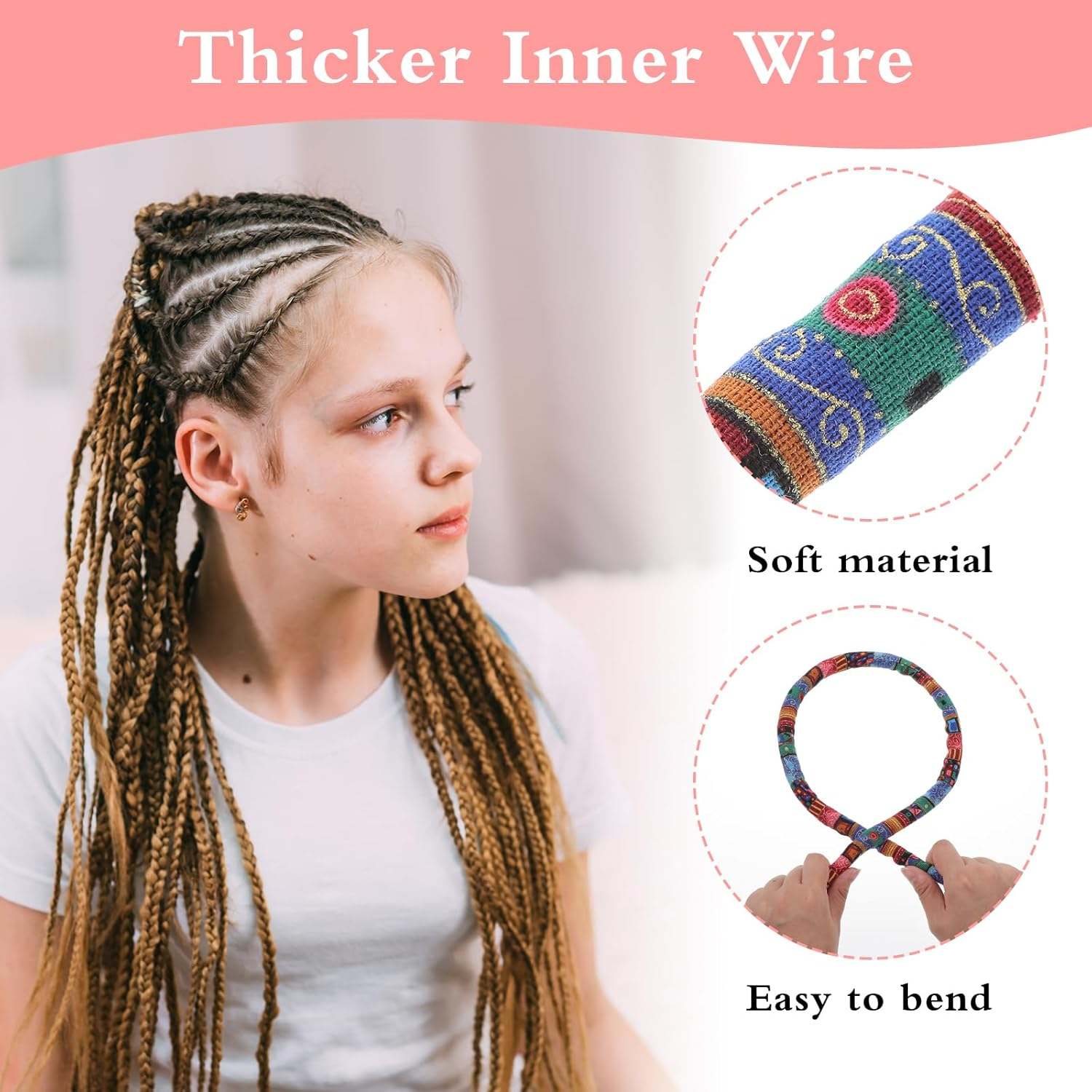 Qianyu 2 Pcs Spriral Lock Hair Tie Colorful Dreadlock Accessories Bendable Hair Ties for Women and Men Iron Wire Embedded Ponytail Holder Dread Hair Ties for Long Braids Thick Curly Hair image number 6