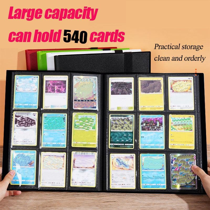 Trading Card Binder Holder, Basketball Card Album Compatible with Yugioh MTG Cards, 9 Pocke Card Album, TCG Book Best Display Protection Trading Cards - Put up to 540 Cards(Black) image number 1