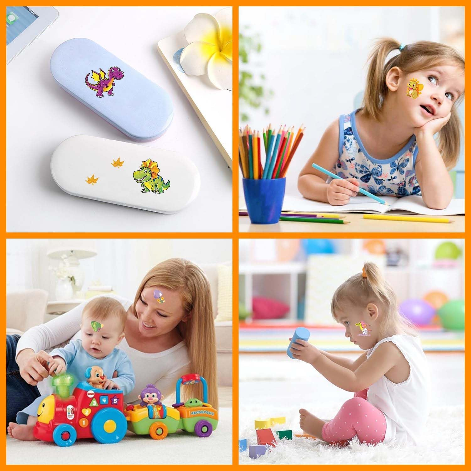 Palumma 12PCS Temporary Tattoo Stickers Set Fun Themed Body Art for Parties Costumes Creative Play Safe Waterproof Fake Tattoos for Dress up Decoration Butterfly(Dinosaur) image number 6