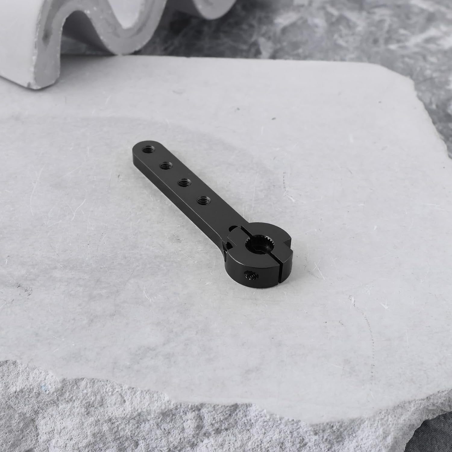 2PCS 25T RC Extension Steering Servo Arm Total Length 56Mm Compatible with 30-100CC Balsa Airplanes Compatible with Futaba, Black - Black image number 5