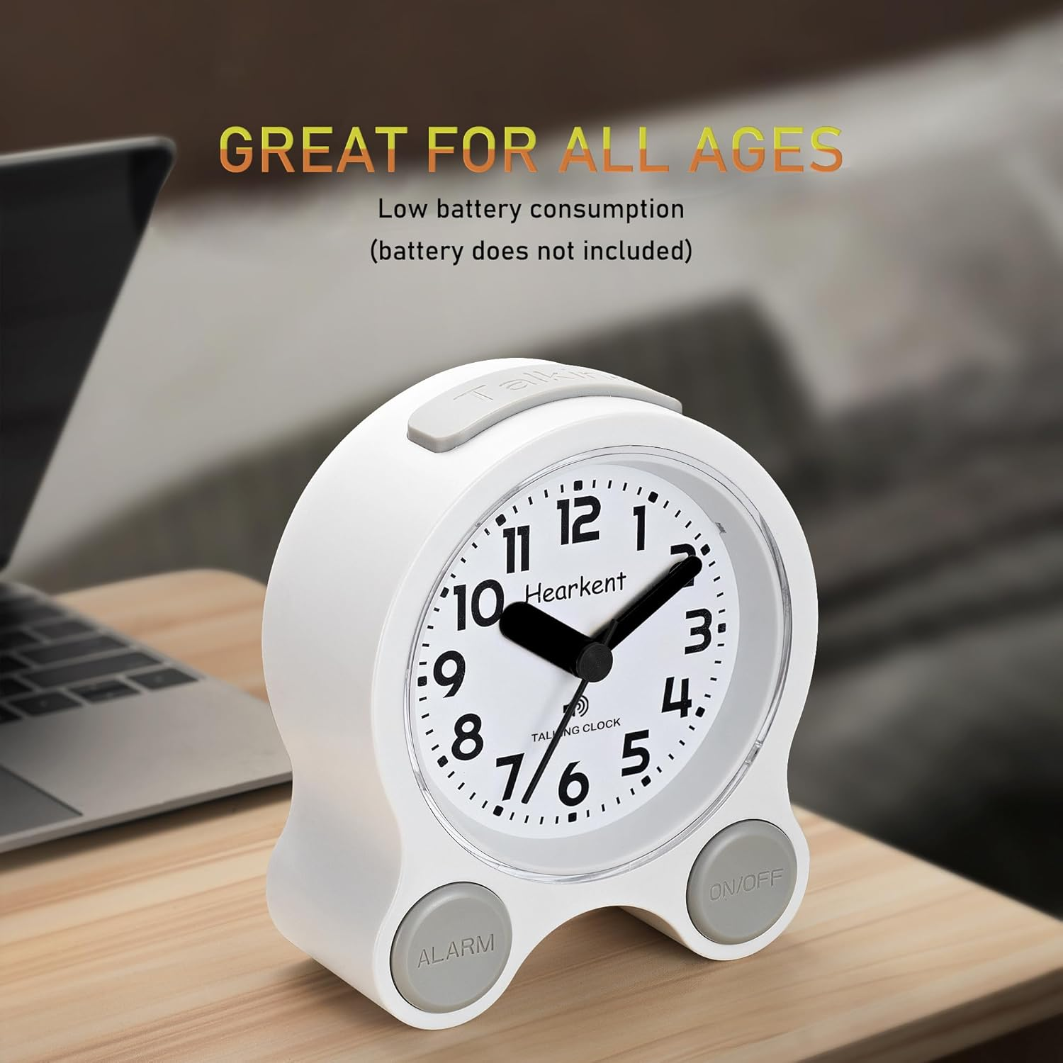 Talking Clock for Elderly, Blind, Visually Impaired, English Voice Announcing Time Date and Week, Backlight and 5 Daily Alarms, Easy to Operate Speaking Alarm Clock, Low Vision Aids image number 1