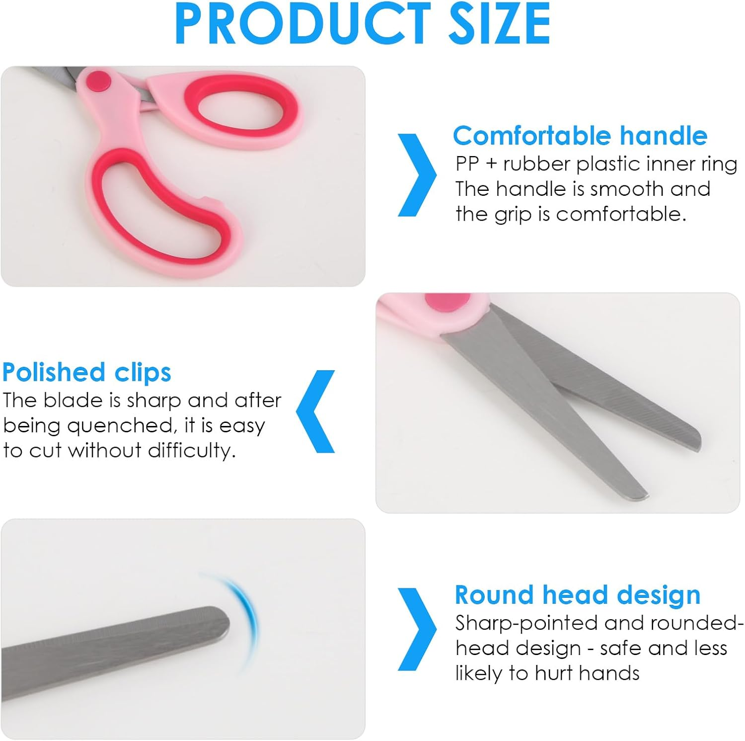 3 Pcs Plastic Scissors for Kids - Right & Left Handed Safety Scissors with Blunt Tips, 5.7" Comfort Grip - Toddler Training Scissors for Crafts & Classroom (Red, Pink, Blue)