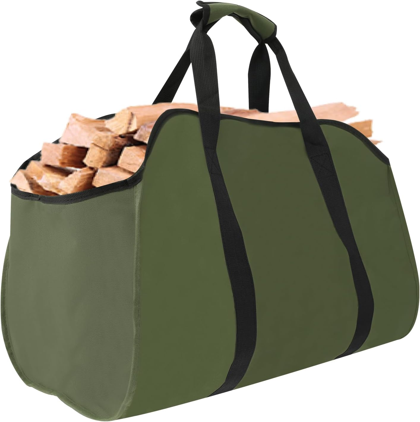 UKQRRTC Firewood Carrier Bag, Sturdy Oxford Cloth Log Carrier, Waterproof, Foldable Wood Carrier for Indoor or Outdoor Camping (Khaki)