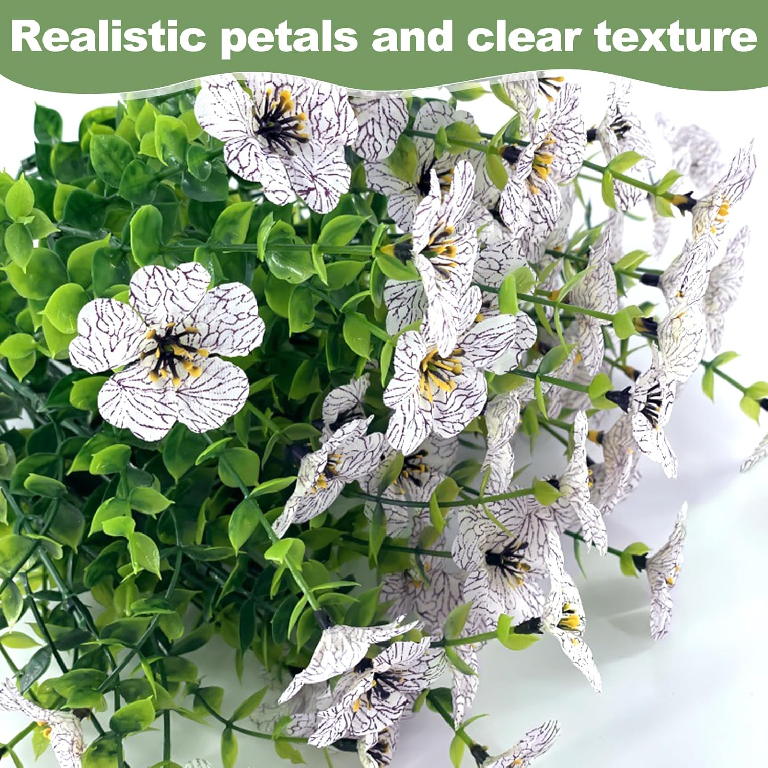 6Pcs Daisy Artificial Flowers Fake Fall Flowers Eucalyptus Plants No Fade Fake Plastic Flowers Faux Autumn Plant for Xmas Decor Indoor Outdoor outside Garden Porch Window Box Home Wedding (White) - Yellow image number 3