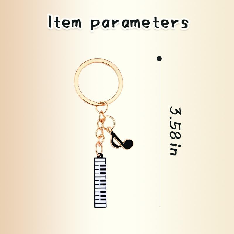 Yaozeio Gold Music Themed Gift Keychain for Music Lovers Teacher Musical Note Key Ring for Student Christmas Birthday Gifts for Musician Piano Players Keyboard Piano Keychain Musical Gifts image number 4