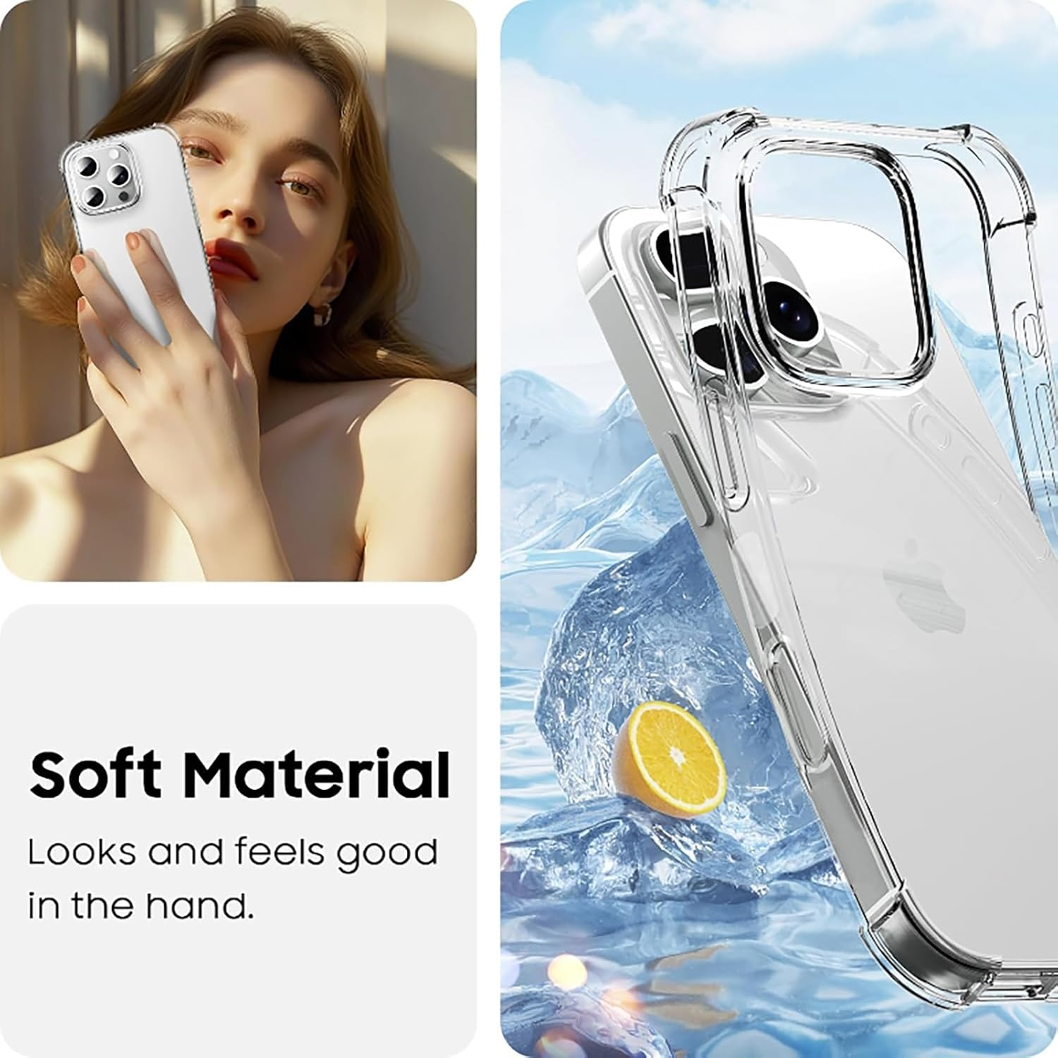 For Iphone 13 Pro Max Case Clear [Shockpoof][Military Grade Protection] Reinforced Corners Slim Fit Soft Flexible TPU Bumper Phone Case for Iphone 13 Pro Max-6.7In,Crystal Clear image number 5