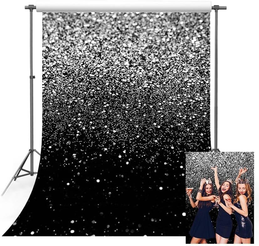 MEHOFOND Glitter Backdrop Happy Birthday Wedding Party Poster Photography Backdrop for Men Women Adult Prom Party Decorations Banner Photo Props 1.5X2.1 image number 3