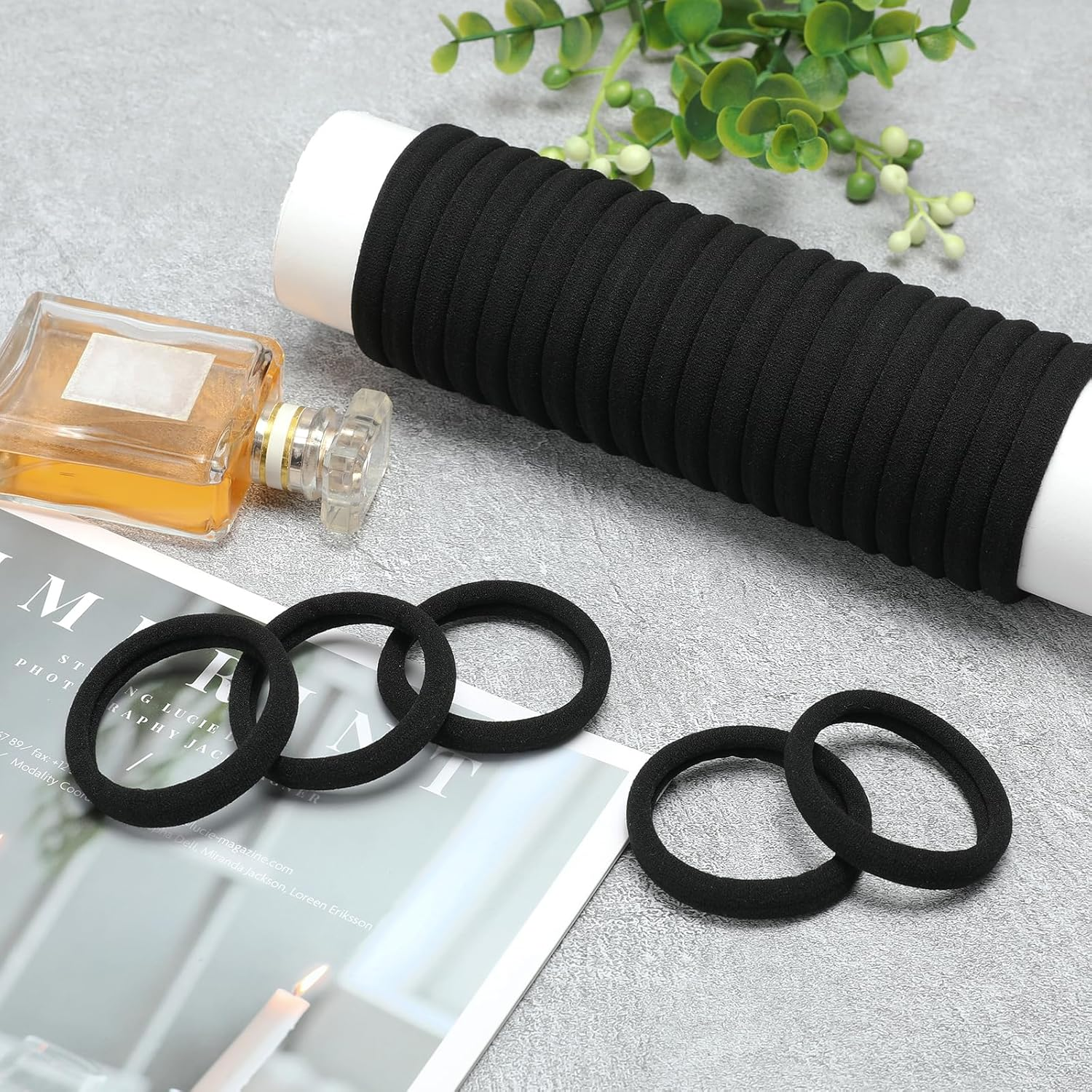 Mia Klein Hair Ties Black 100Count Extra Thick 5CM, Bulk Elastic Hair Bands for Thick Heavy Hair, Seamless Hair Accessories for Women, Girls, Ponytail Holder (Black) - Neutral Color image number 4