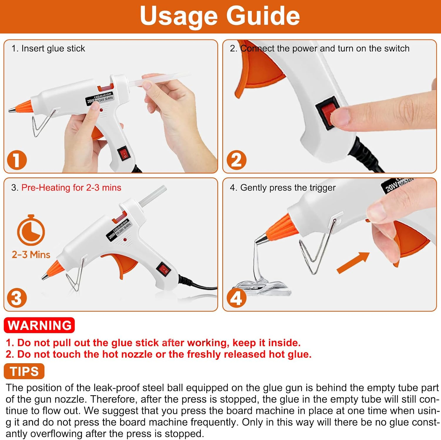 Mini Hot Glue Gun with 40 Glue Sticks, Fast Heating Hot Melt Gun, 20W Glue Gun Kit, Lightweight Craft Gun for DIY, Home Repairs, Kids' School Projects - White image number 3