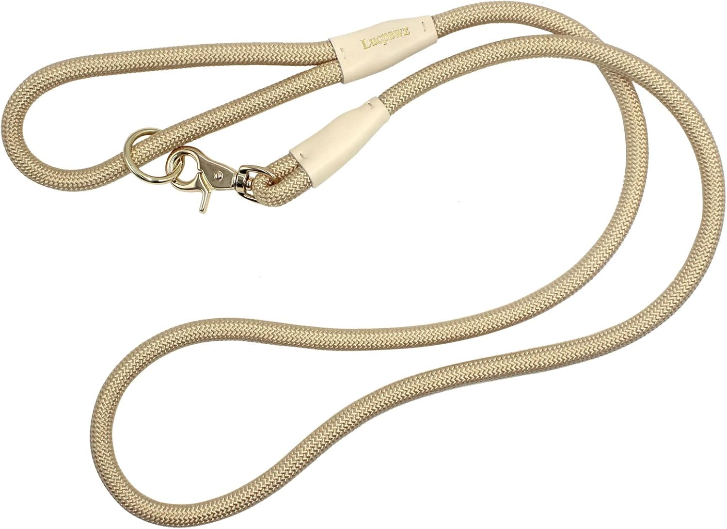 Lucpawz Lobster Snap Pet Leash 5FT, Special Strong Nylon Rope Dog Leash, Solid Color Rope Dog Lead for All Breeds (Gold, 5Ft *10Mm) image number 6