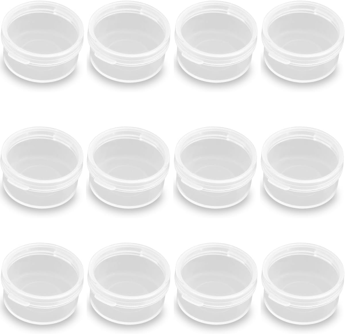 Farmer Mani 24 Pack 0.17 Oz round Plastic Containers (1.06 X H0.55 Inch) Clear Bead Storage Containers for Fishing Tackle with Label Stickers, Craft, Beads, Jewelry, Small Parts image number 1