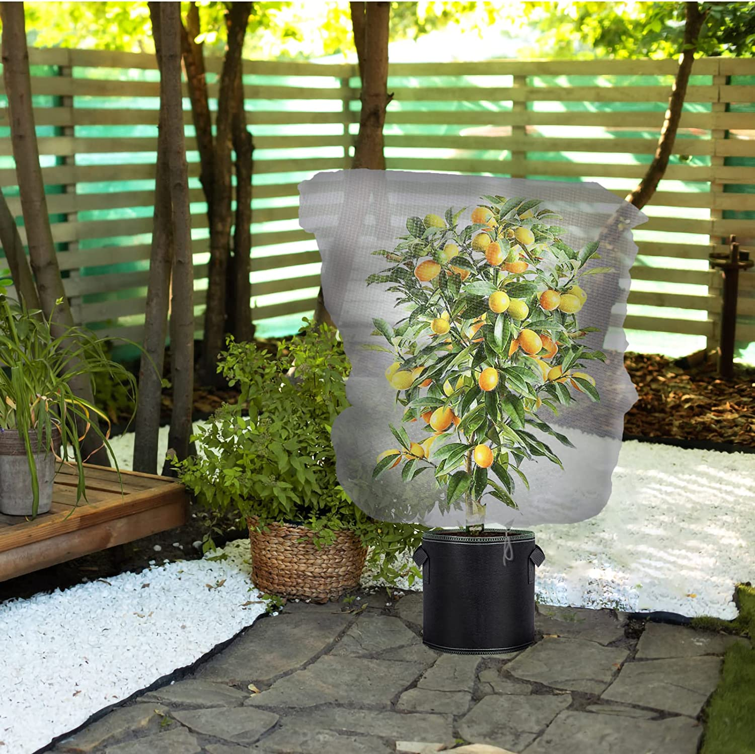 3 Pack Garden Netting Garden Plant Fruits Protection Netting Covers Bags with Drawstring, 3.3Ft X 2.6Ft Garden Plant Netting Barrier Bags, Insect Bird Barrier Netting Mesh for Vegetables