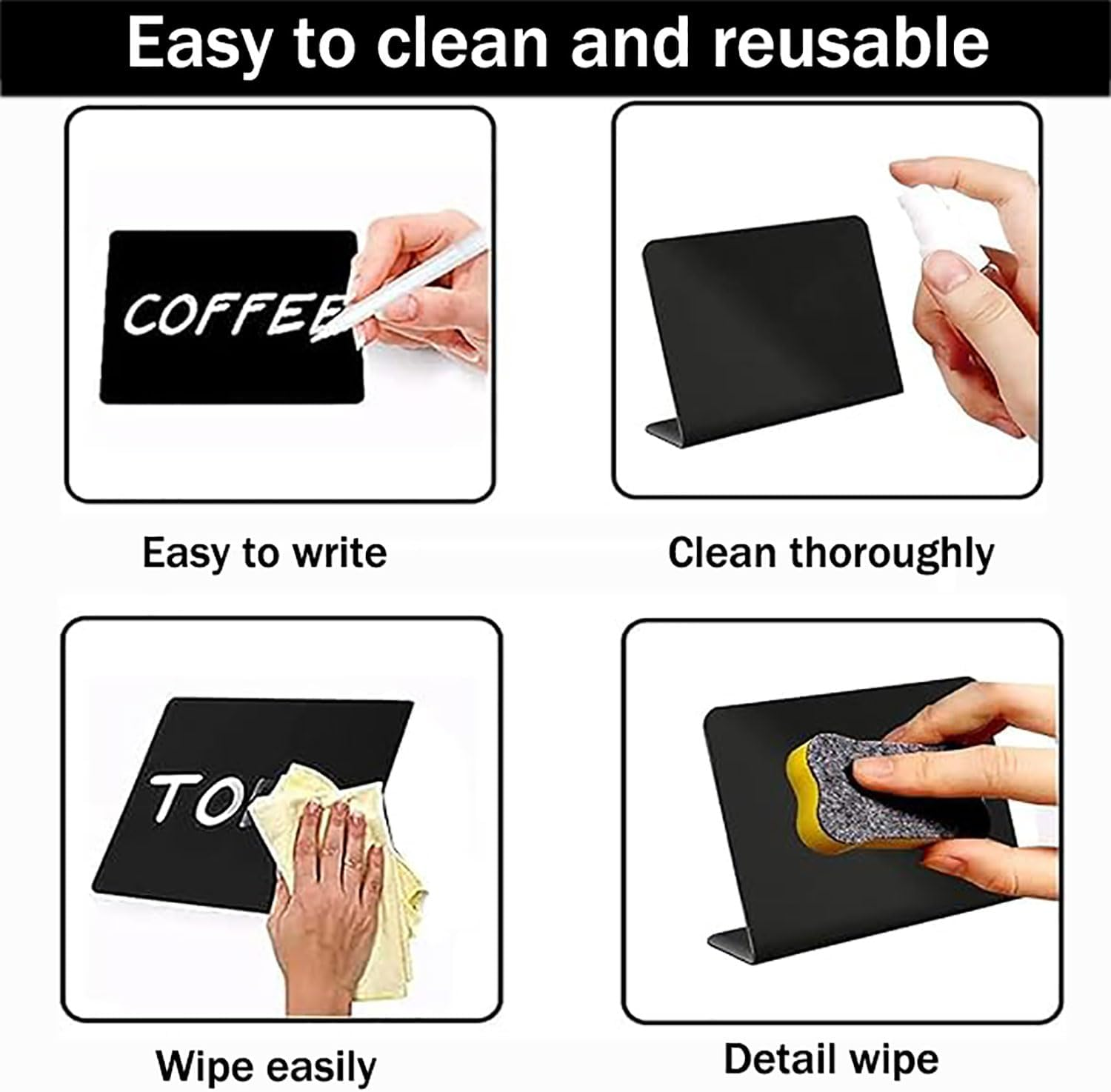 Yqkangzhu 20Pcs Mini Chalkboard Signs for Food, L-Shaped Chalkboard Signs, Reusable Tabletop Chalkboard Labels, Message Board Signs, Buffet Chalkboard Tags for Wedding, Birthday, Party, Bakery, Retail