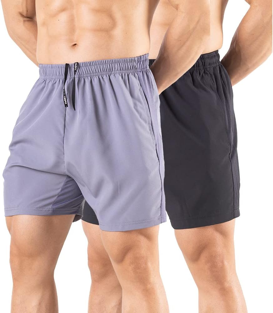 Gaglg Men'S 5" Running Shorts 2 Pack Quick Dry Athletic Workout Gym Shorts with Zipper Pockets image number 3