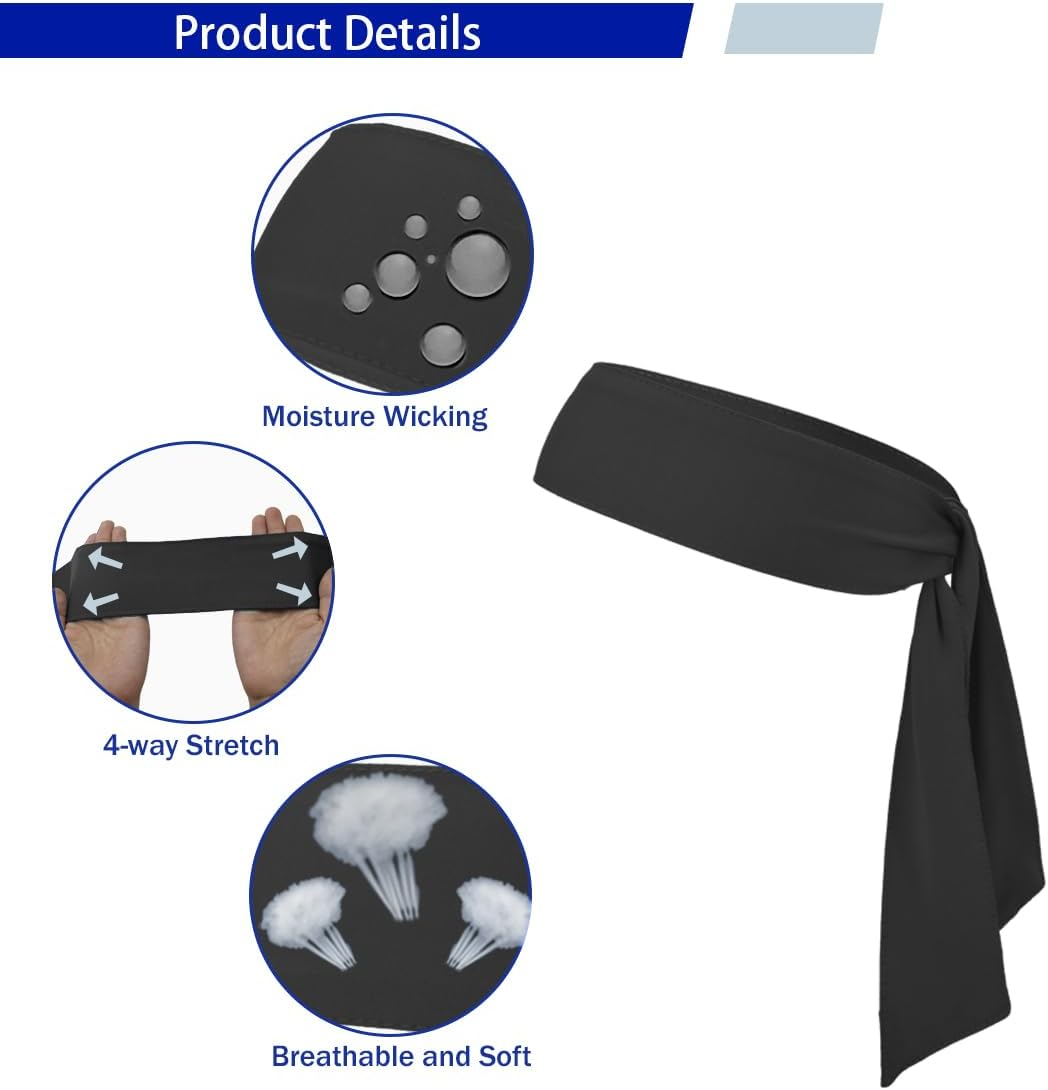 Sport Tie Headbands Tennis Head Tie for Men Women Sports Fans Ninja Soccer Basketball Teams Head Ties Halloween image number 4