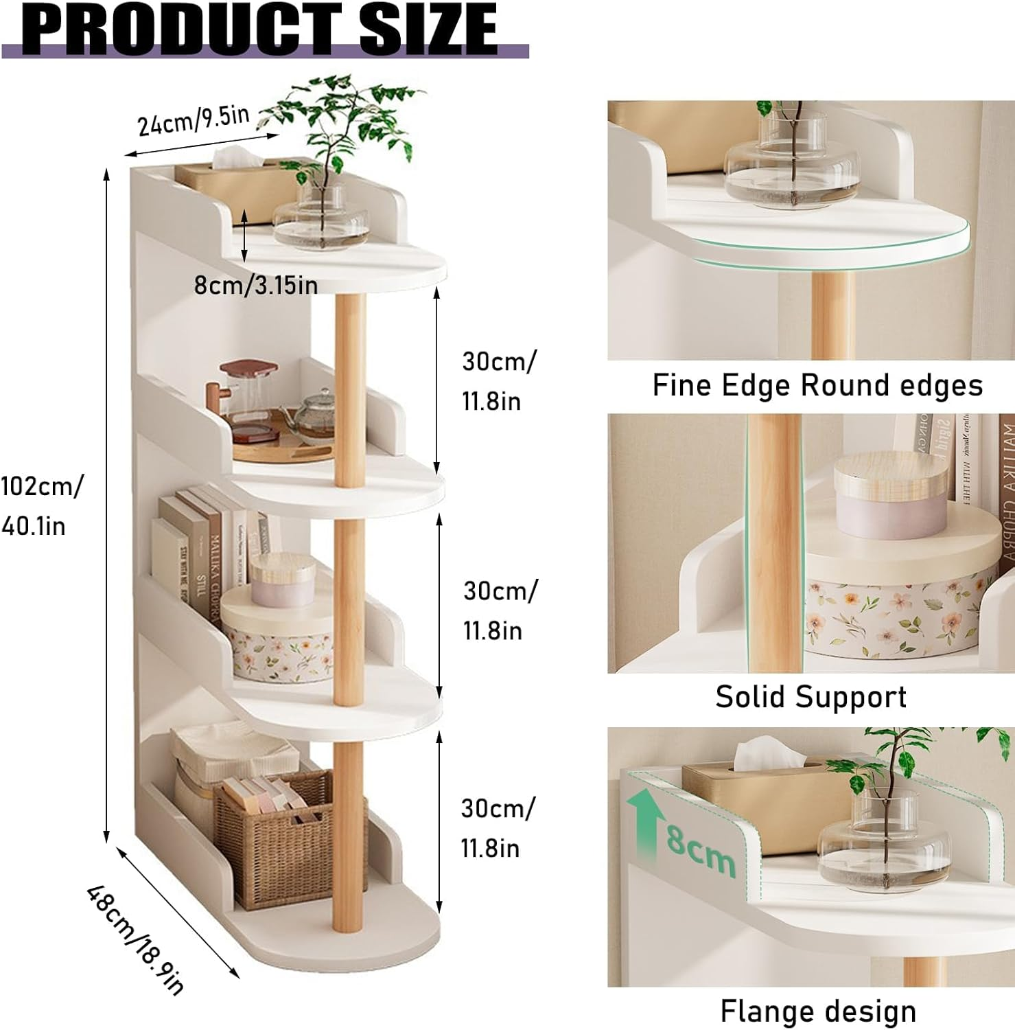 Enliansgo 4 Tier Bookshelves Bookcases, Book Shelf Storage Organizer, Home Office Bookcases, Freestanding Display Storage Shelves Modern Bookcase for Bedroom, Living Room and Office, White image number 5