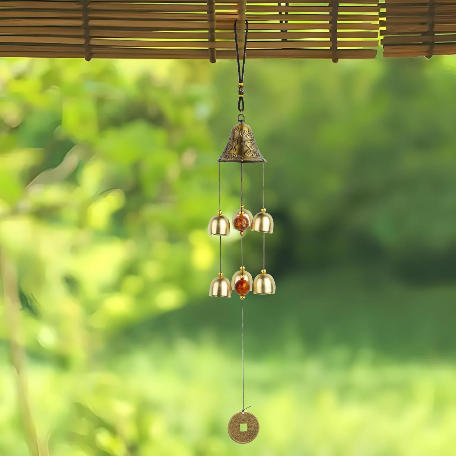 MYHOGOOD Lucky Wind Chimes, Feng Shui Hanging Wind Chimes for Garden, Good Luck Chinese Wind Bells with Coin, Dragon Bells for Home Garden Window Decoration Gift image number 5