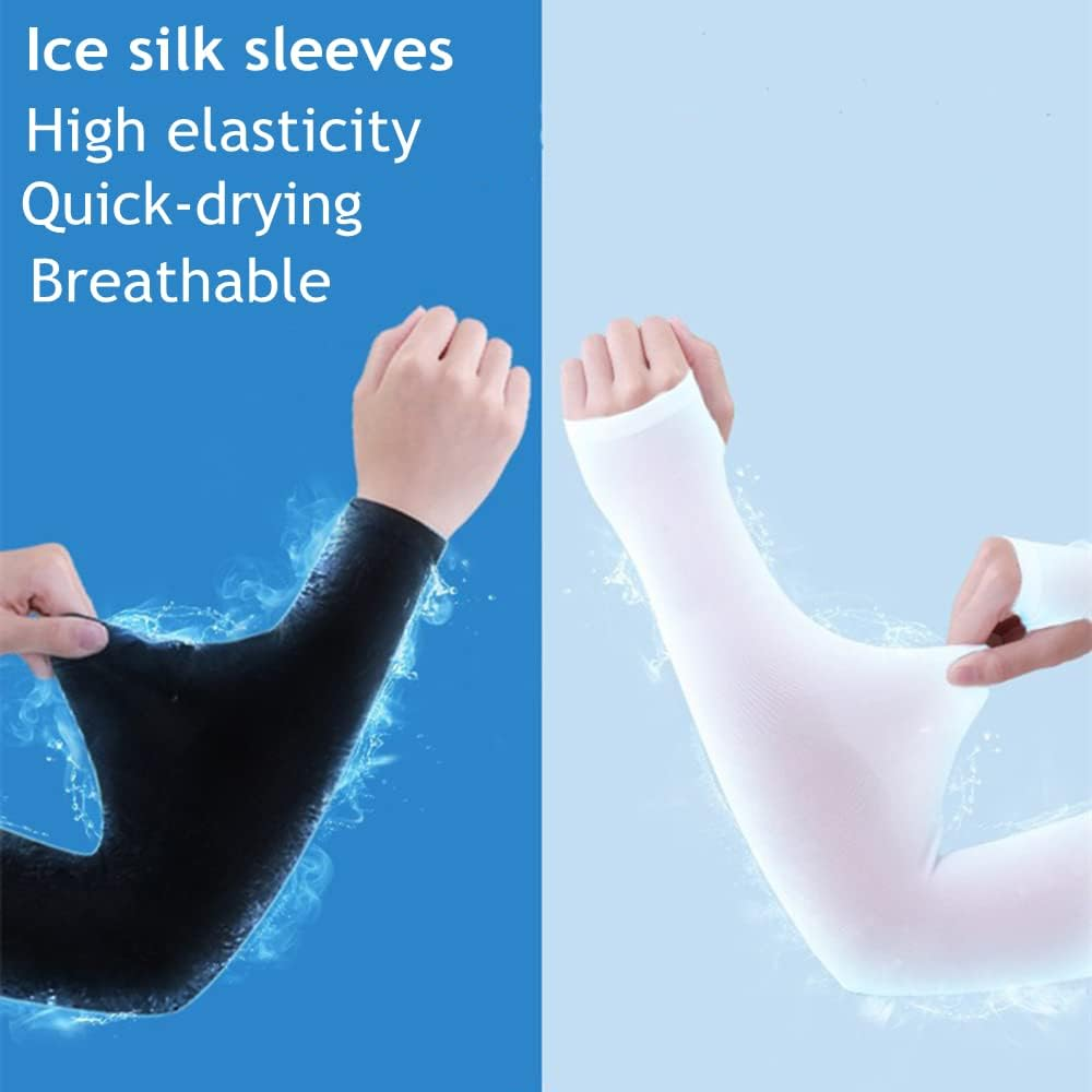 Sun Protection Arm Sleeves with Thumb Holes for Men Women,Cooling Compression UV Arm Cover,Outdoor Sports Sleeve Arm - Black Two image number 4