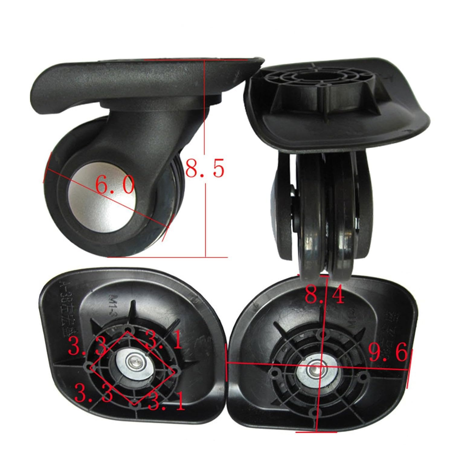 Generic 2 Pieces Luggage Wheels Luggage Suitcase Wheels Repair Parts Flexible Wear Resistant Trolley Case Casters Travel Bag Wheels image number 4