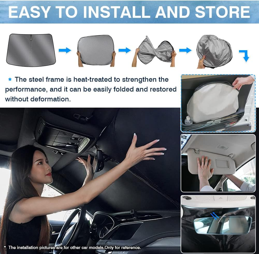 Karltys Compatible with Sunshade Honda Civic 2016-2021 10Th Gen. Accessories Windshield Sun Shade UPF50+ Foldable Front Window Cover 240T Reflective Sun Visor Protector Block Heat Keep Car Cooler image number 2