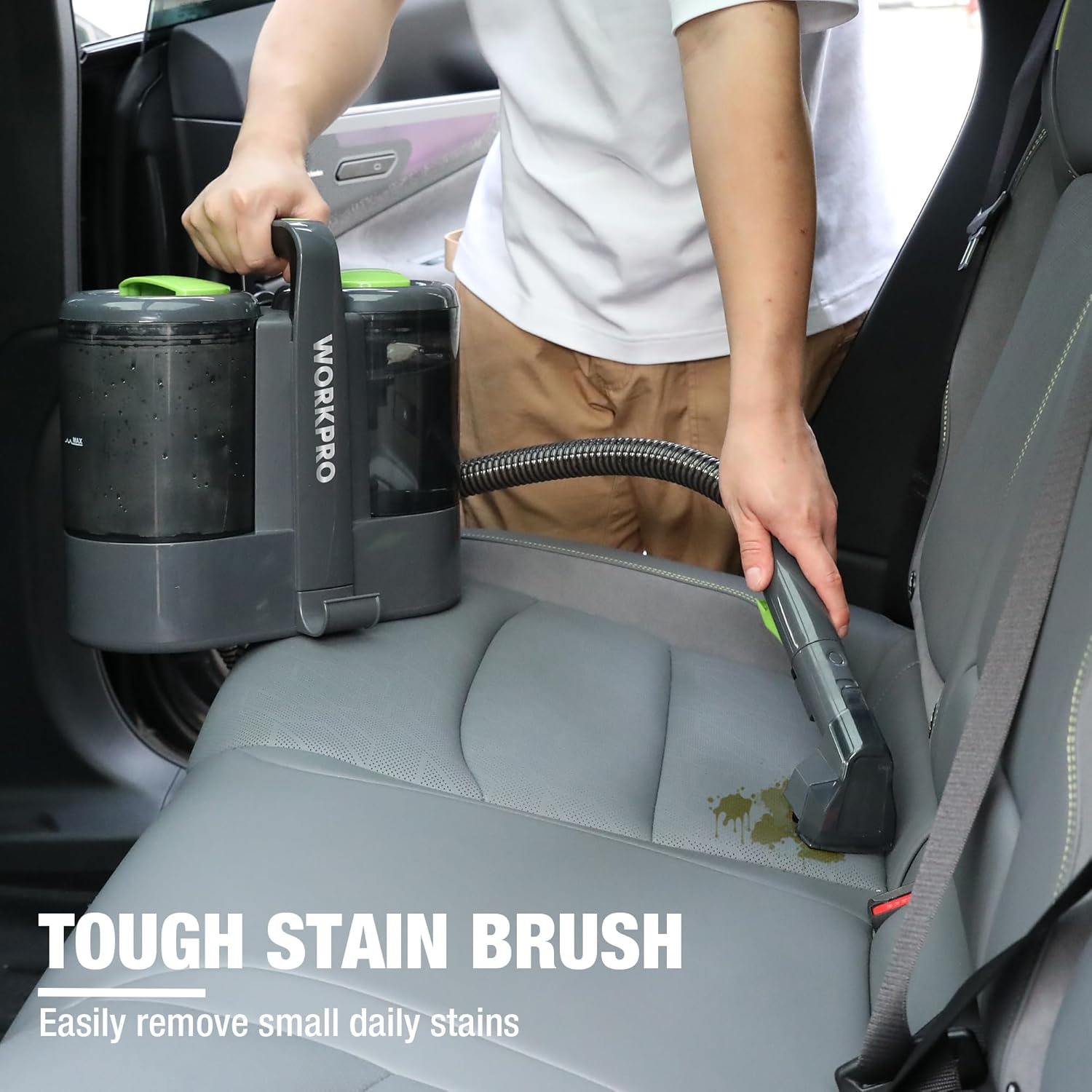 WORKPRO Carpet and Upholstery Cleaner, Portable Spot Cleaner 450W Lightweight Handheld Deep Cleaner Machine for Pet Stains,Rug, Mattress, Car Seat and Curtain image number 5