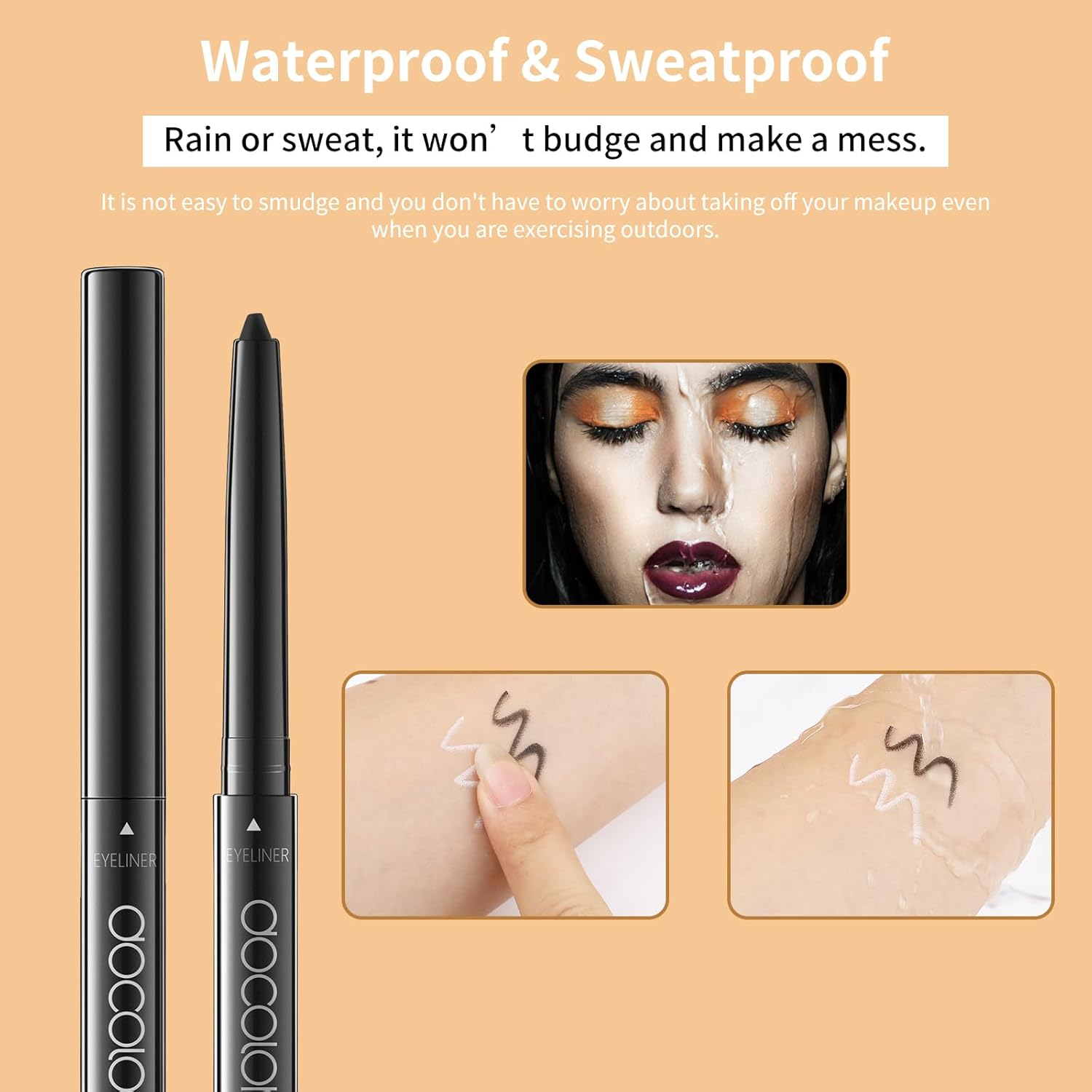 Docolor Eyeliner Gel Eye Liner Pen Ultra-Pigmented Waterproof Smudge-Proof Gel Eyeliner Pencil, Black image number 5