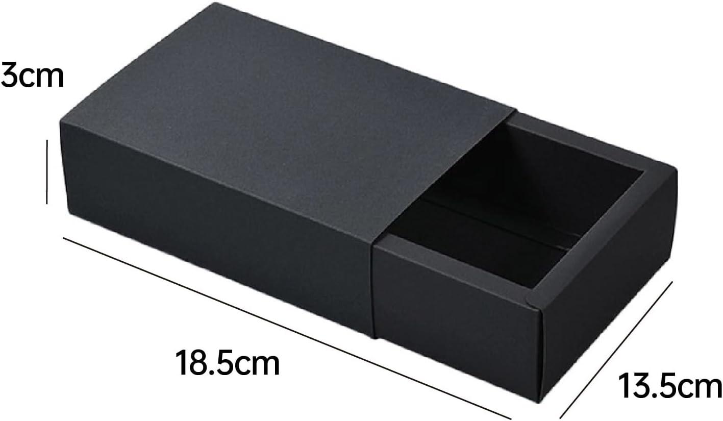 AIMALL 25-Pack Black Kraft Paper Drawer Boxes, Elegant Jewelry and Gift Packaging, Sizes up to 11.22X3.94X2.36 Inches image number 4