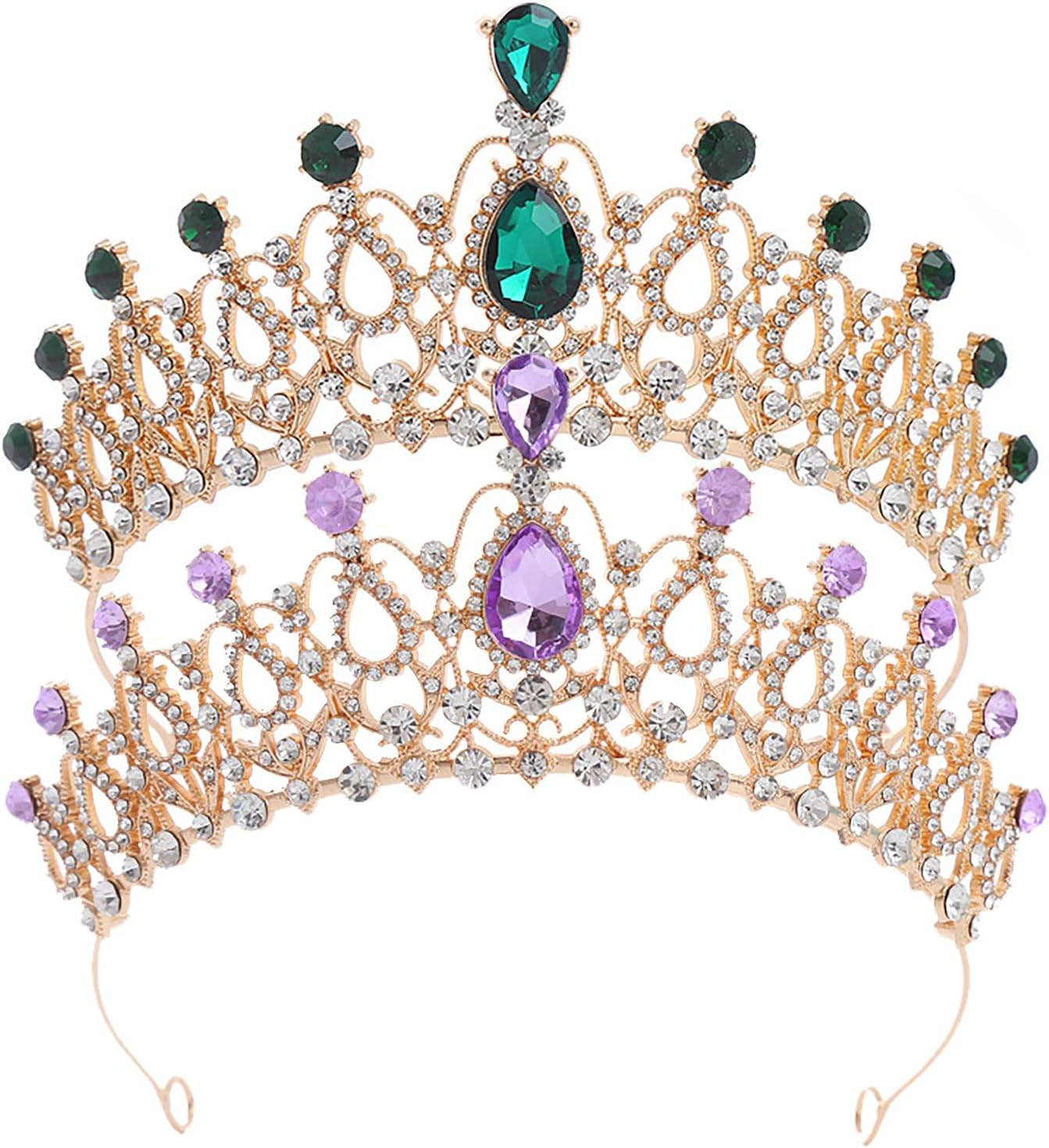 2 Pcs Princess Crown for Women, Crystal Queen Tiaras for Girls Bridal Hair Accessories Gifts for Birthday Wedding Prom