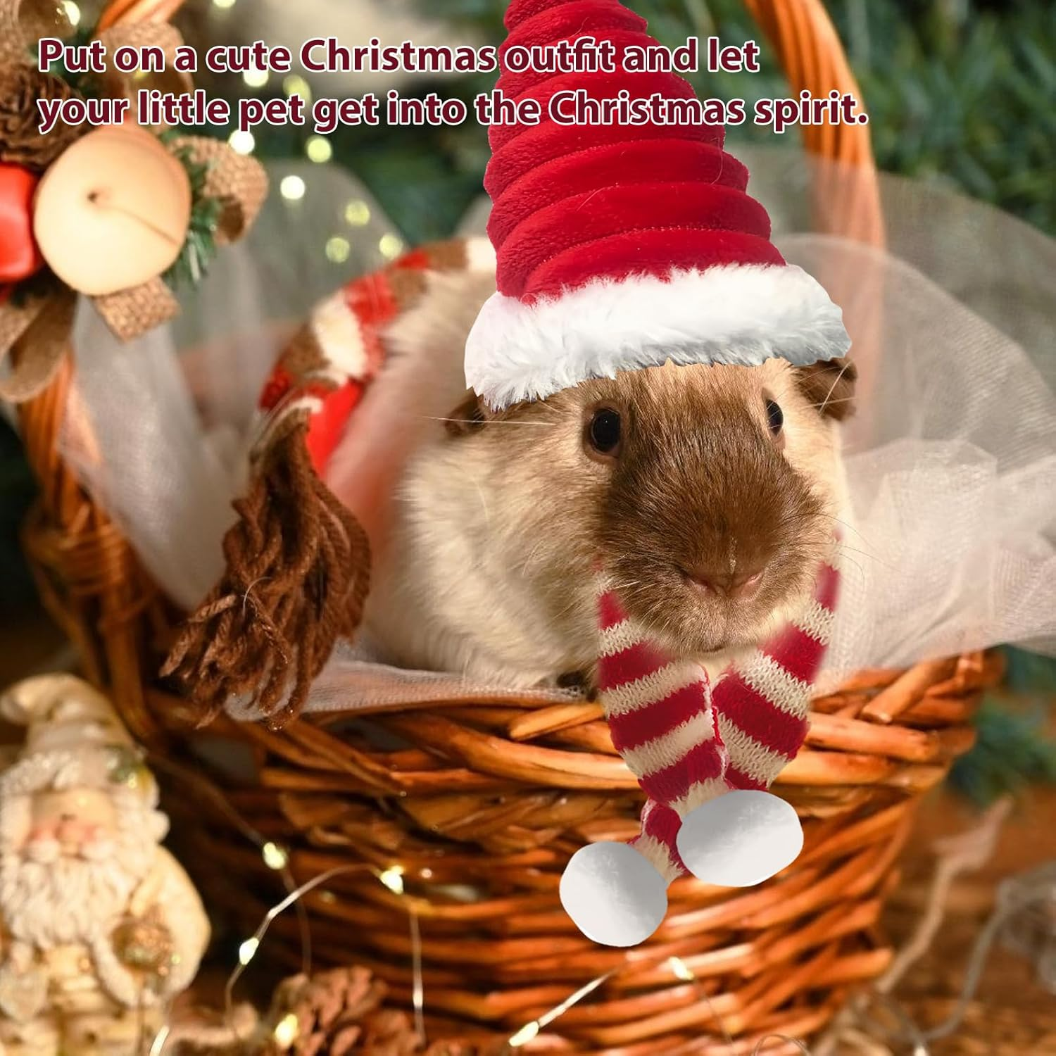 Pet Christmas Hat, Pack of 2 Mini Christmas Hat for Pets, Cat Christmas Hat, Adjustable Christmas Hat, Christmas Pet Costume, Christmas Costume for Dogs, Cats, Hamsters, Bunny image number 4