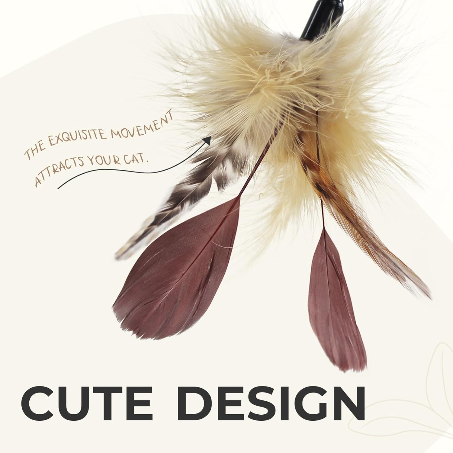 SONGWAY Cat Toy Wand Replacement - 4 Pieces Cat Toys, Cat Feather Toy Refills, Cat Teaser Wand Attachments, Interactive Cat Toys for Indoor Cats 4 Feather Refills - Pink image number 2