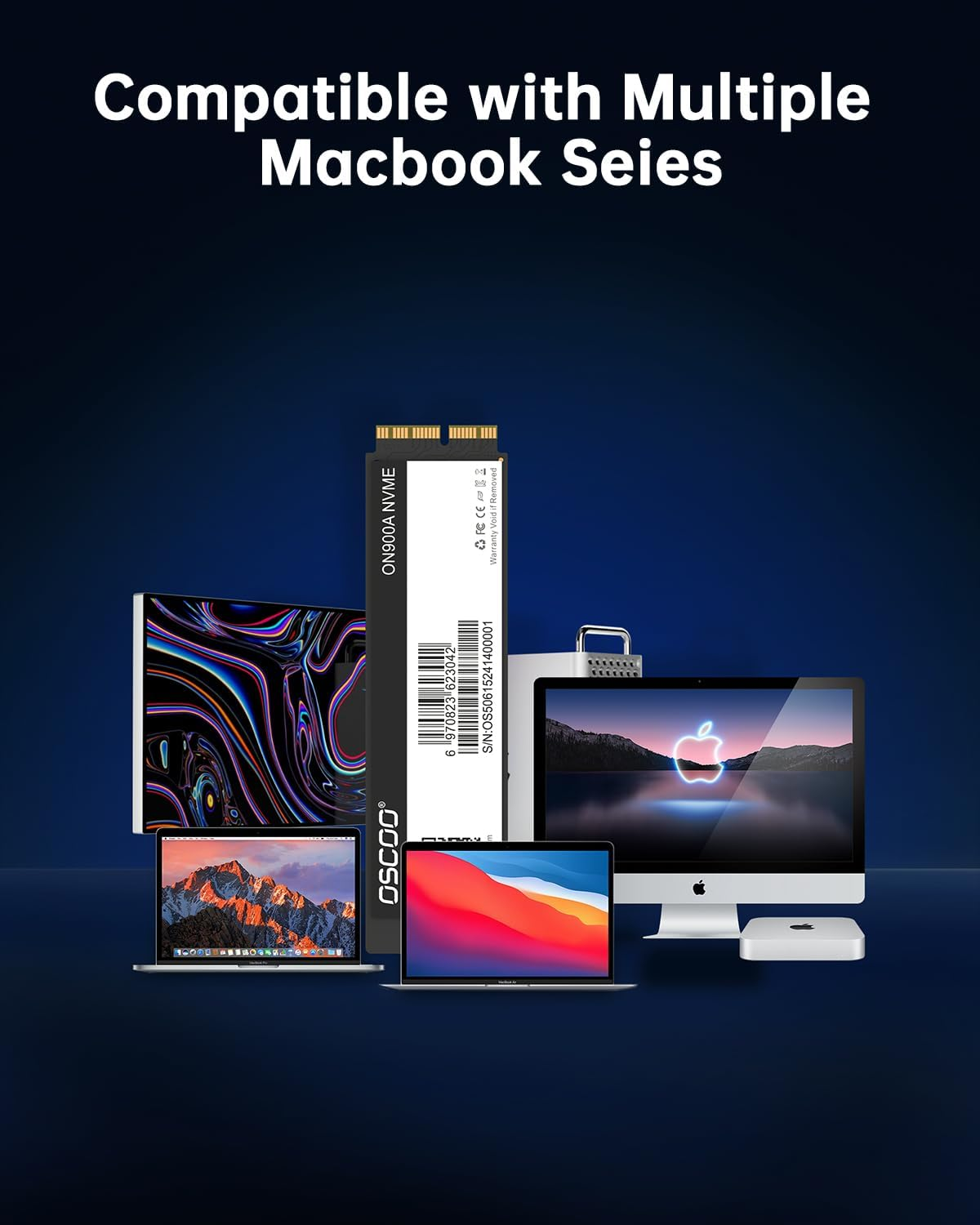 OSCOO 2TB Nvme SSD for Macbook - Pcie Gen3.0X4 Internal SSD, up to 2000Mb/S, Compatible with Macbook Air/Pro 2013-2017, Mac Mini 2014, Imac 2012-2018, Mac Pro 2013 - ON900A image number 2