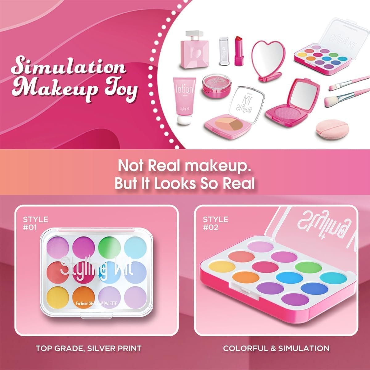 Fake Makeup Kits for Girls Toys 3 4 5 Years Old, Pretend Makeup Toys for Girls Birthday Gifts , Ages over 3 Years (Pink) image number 1