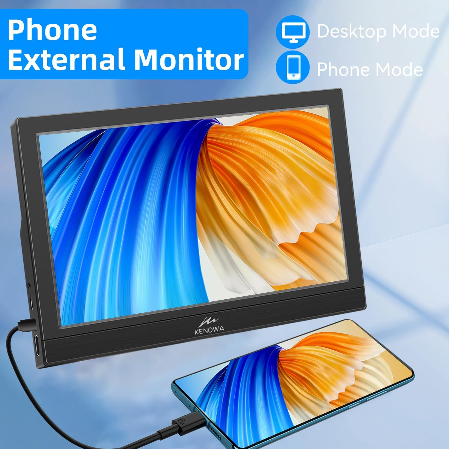 11.6 Inch Portable Monitor, Kenowa Extended Screen HDMI Type-C Computer Gaming Display for Computer/Laptop/Pc/Windows Os/Raspberry Pi/Wiiu/Xbox360/Ps4 FHD Resolution 1920X1080 image number 5