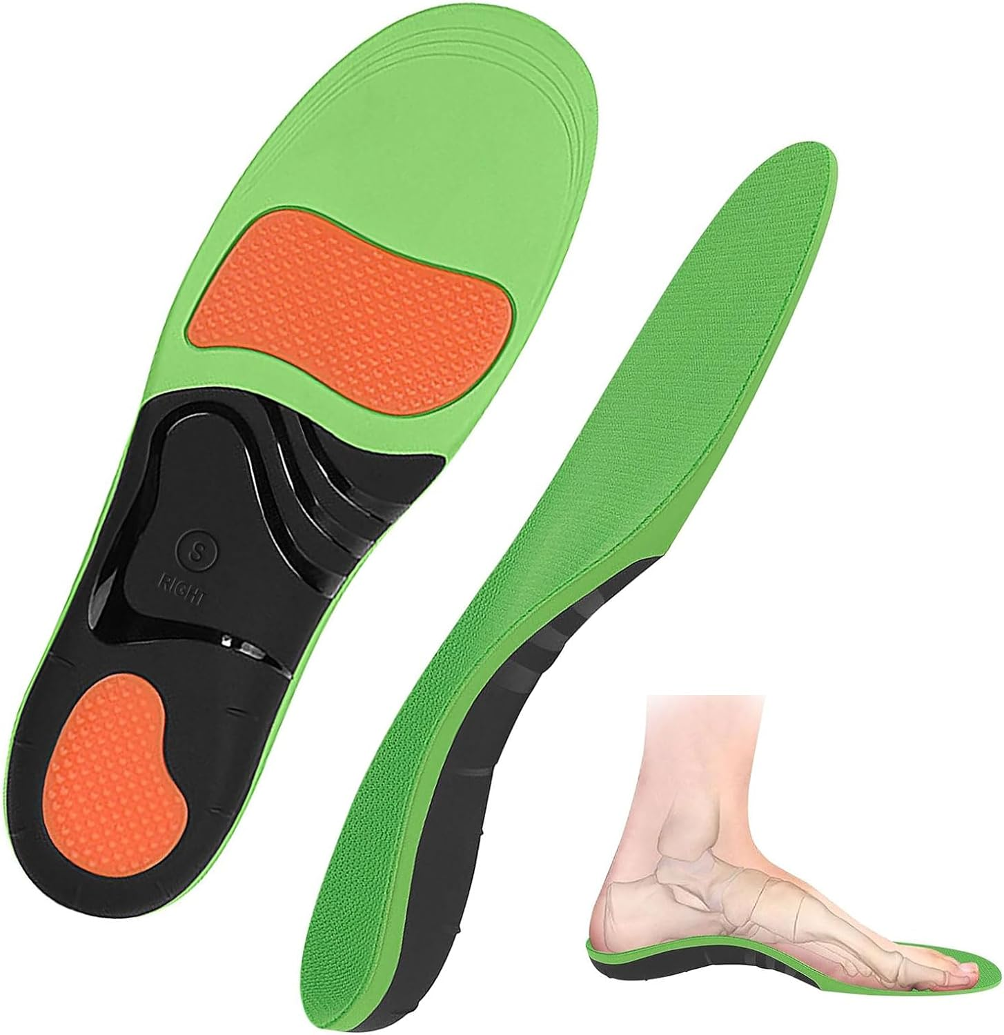 Orthotic Arch Support Shoe Insoles, Plantar Fasciitis Inserts for Flat Feet, Heel Pain Relief Cushioning Inner Soles for Men Women, Athletic Running Walking Sports Comfort Insoles (M) image number 3