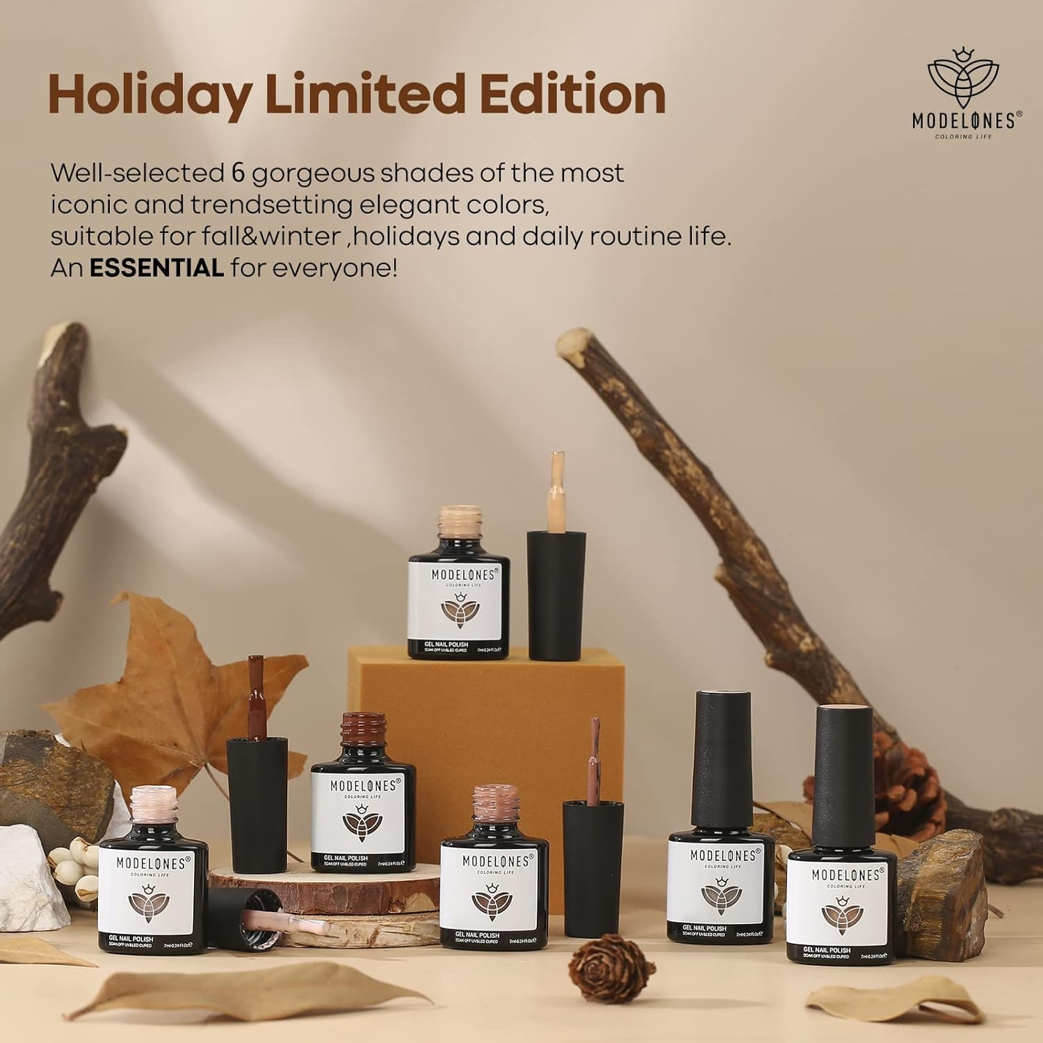 Modelones Gel Nail Polish Set - 6 Colors Nude Emerald Green Red Gel Nail Polish Kit Earth Tone Light Yellow Gel Polish Set, Soak off LED French Nail Art Manicure Starter Salon DIY Nail Gifts for Women image number 2