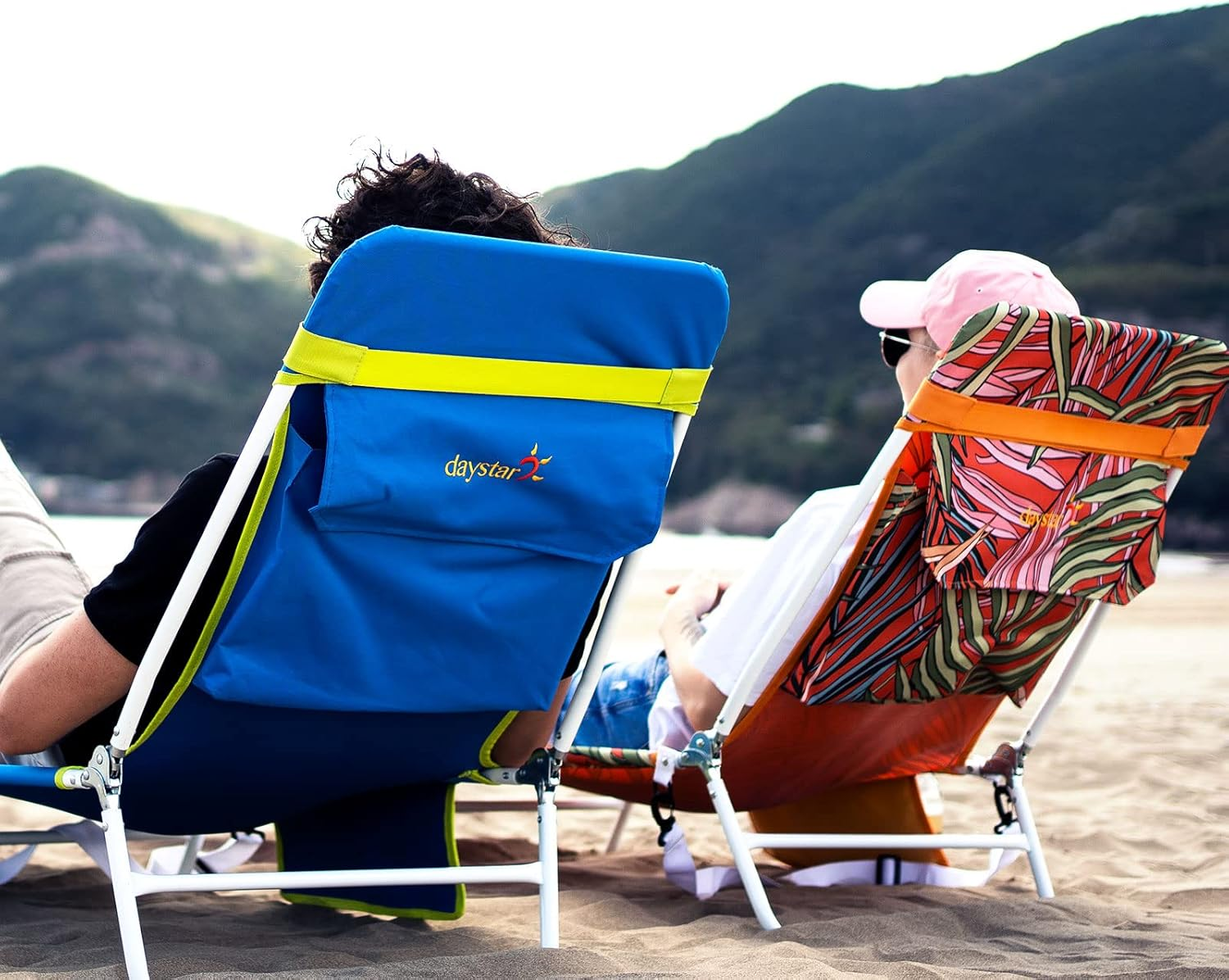 Sunnyfeel Folding Beach Lounge Chair with Detachable Pillow, Chaise Longue Exterieur, Sun Lounger for Adults Outdoor Camping (Orange) image number 5