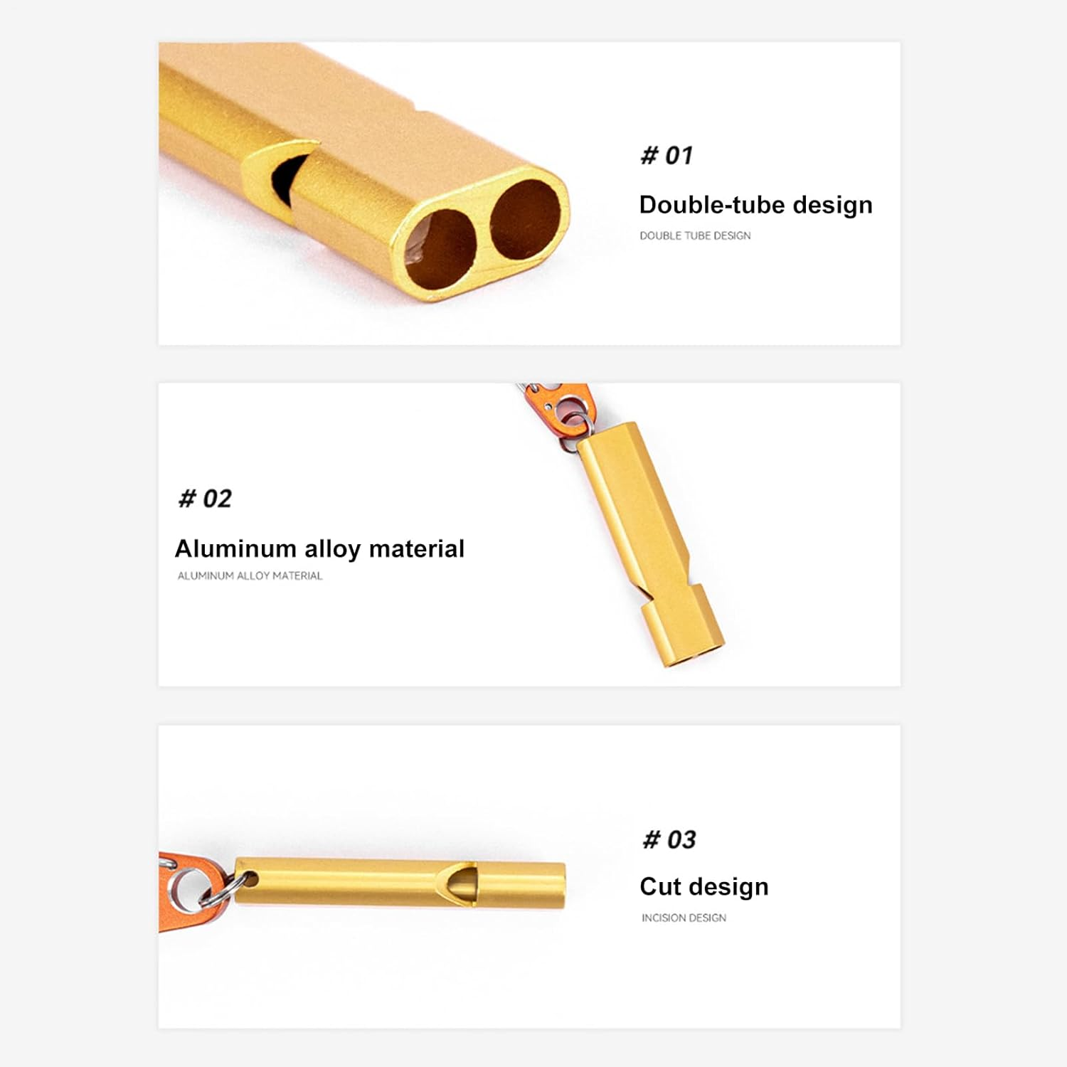 Safety Whistle &ndash; High Pitch Double Tube 120Db Survival Whistle, Emergencys Sound Alert | Loud Outdoor Whistle for Hiking, Camping, Boating, Rescue Tools, Portable -Defense Gear for Travel image number 2