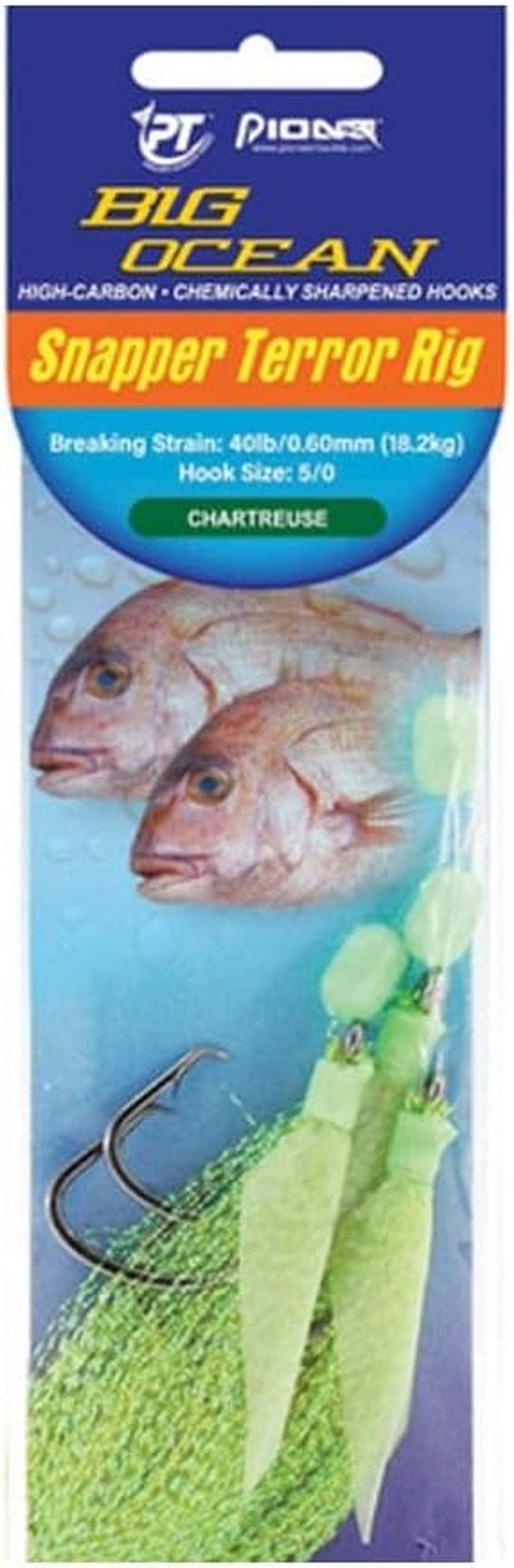 Pioneer Big Ocean Snapper Terror Fishing Rig, 40Lb Breaking Strain, 5/0 Size, Chart image number 1